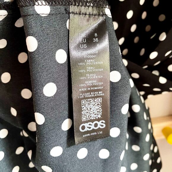 ASOS Maternity Long Sleeve Black + White Spotted Shirt Dress w/ Trumpet Sleeves - Picture 10 of 10